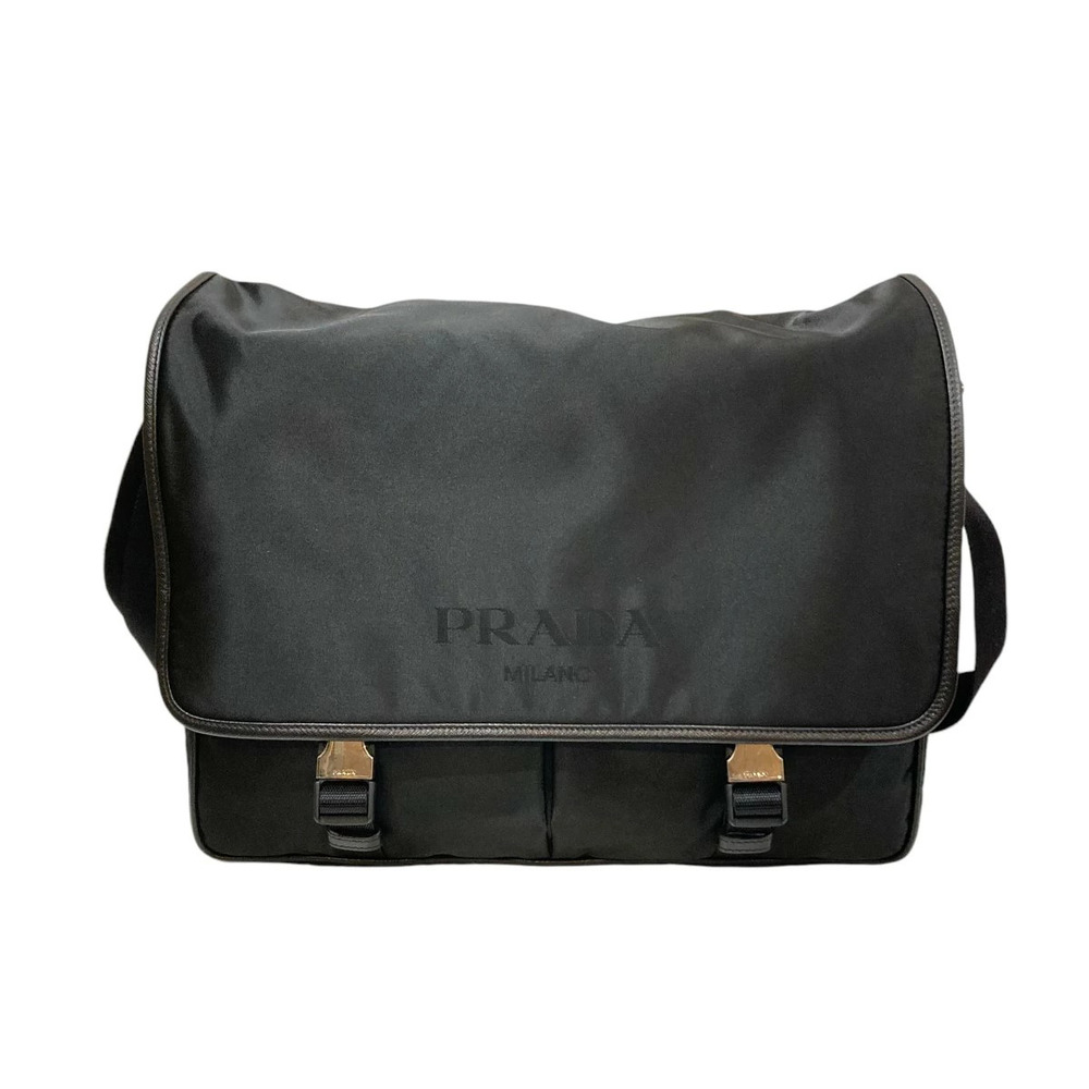 Prada Arque Vitello Daino Leather Hobo Shoulder Bag Black